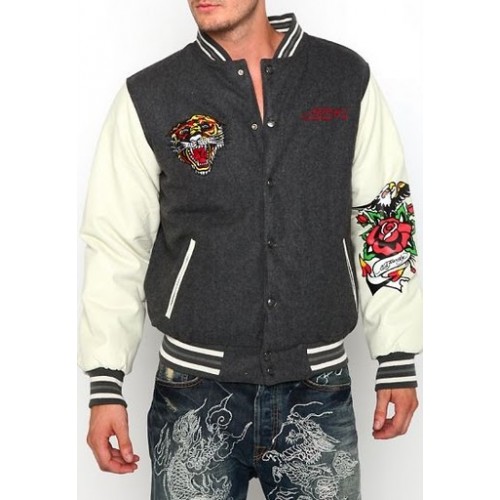 Ed Hardy Mens Jacket Tiger Grey