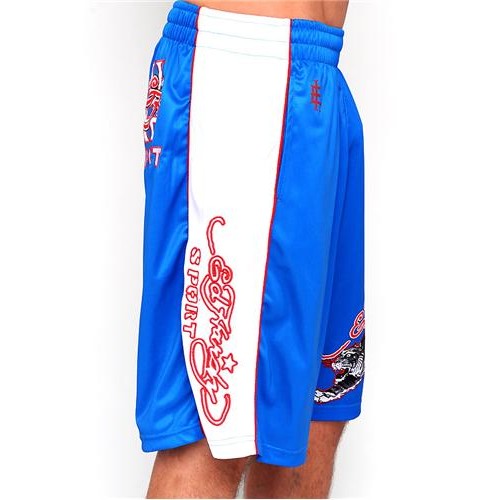 Hot Ed Hardy Mens Tiger Sport Shorts Blue