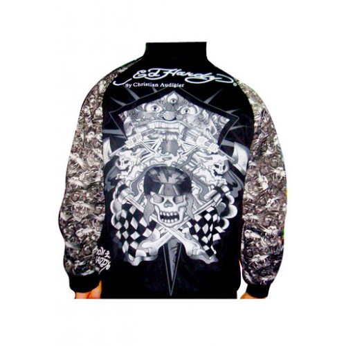 Ed Hardy Mens Jacket Kamikaze All Over Print Black