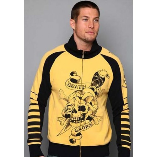 Ed Hardy Mens Jacket Death Or Glory Track Yellow