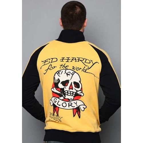 Ed Hardy Mens Jacket Death Or Glory Track Yellow