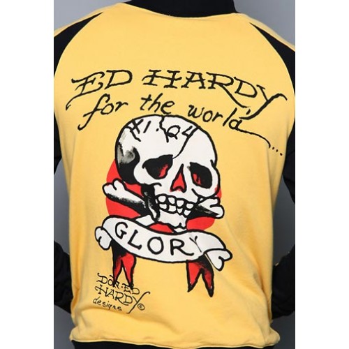 Ed Hardy Mens Jacket Death Or Glory Track Yellow