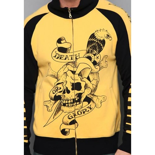Ed Hardy Mens Jacket Death Or Glory Track Yellow