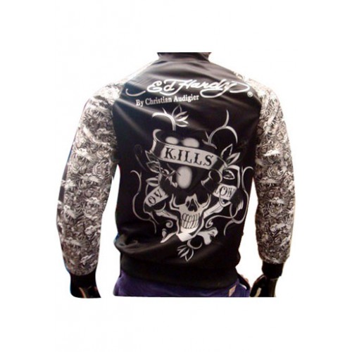 Ed Hardy Mens Jacket Tigers All Over Print Black