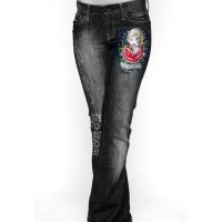 Ed Hardy Womens Jeans Washed straight cut Blue new collection Ed Hardy Womens Jeans Washed straight cut Blue new collection