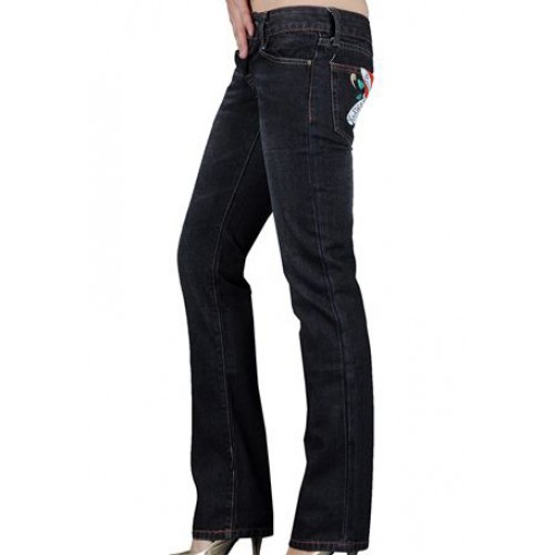 Ed Hardy Womens Jeans Washed straight cut Blue No Sale Tax