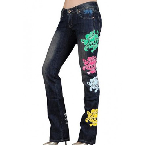 Ed Hardy Womens Jeans Washed straight cut Blue newest collection
