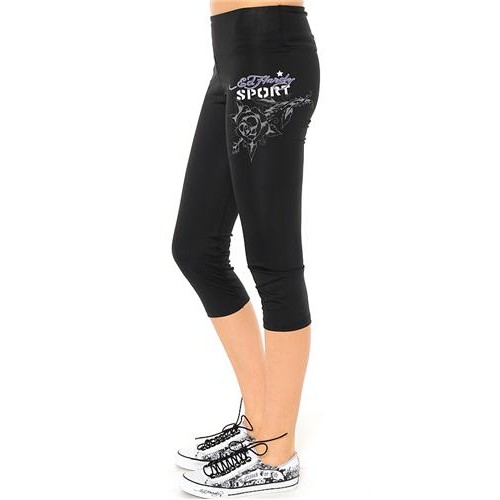 Ed Hardy Cat Eyes And Roses Fitted Sport Capris