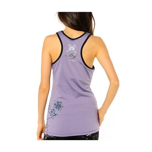 Ed Hardy Panther And Roses Racerback Running Tank Lavendar