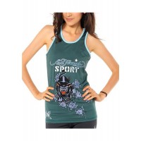 Ed Hardy Panther And Roses Racerback Running Tank Teal Ed Hardy Panther And Roses Racerback Running Tank Teal