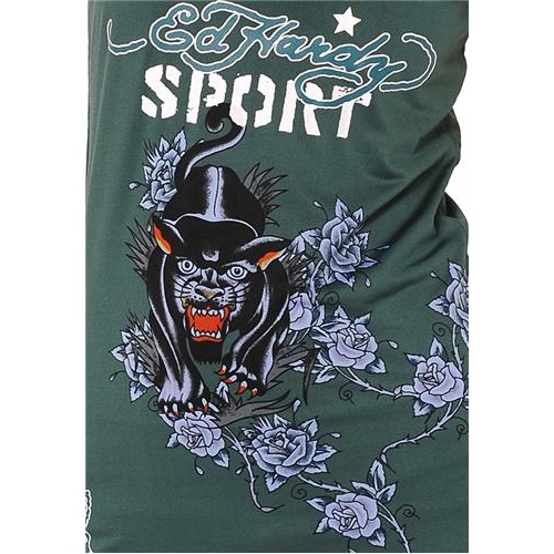 Ed Hardy Panther And Roses Racerback Running Tank Teal