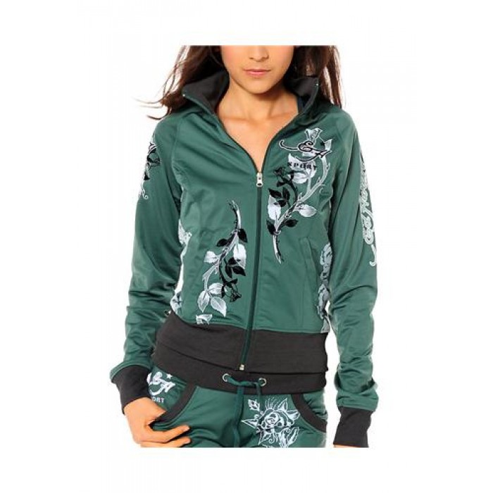 Ed Hardy Cat Eyes And Roses Track Jacket Track Jacket Teal