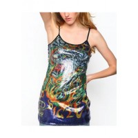 Ed Hardy Flaming Tiger Spaghetti Strap Dress Ed Hardy Flaming Tiger Spaghetti Strap Dress