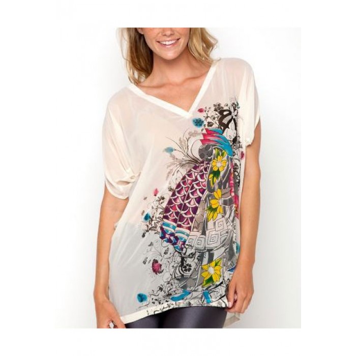 Ed Hardy Gita Love In Tokyo V-Neck Chiffon