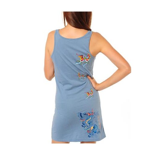 Ed Hardy Nature Made Embroidered Tank Dress Light Blue