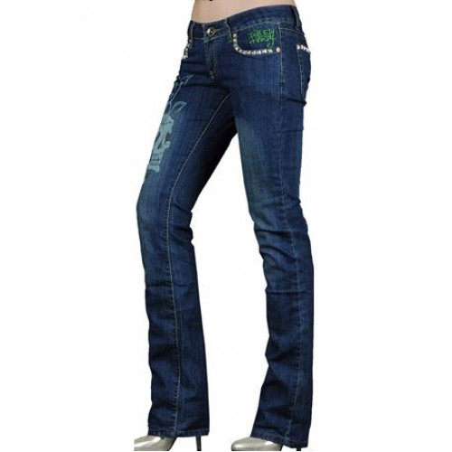 Ed Hardy Womens Jeans Washed straight cut Blue On Sale