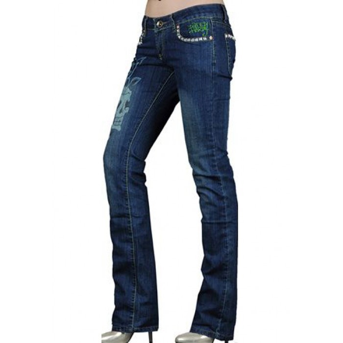 Ed Hardy Womens Jeans Washed straight cut Blue On Sale