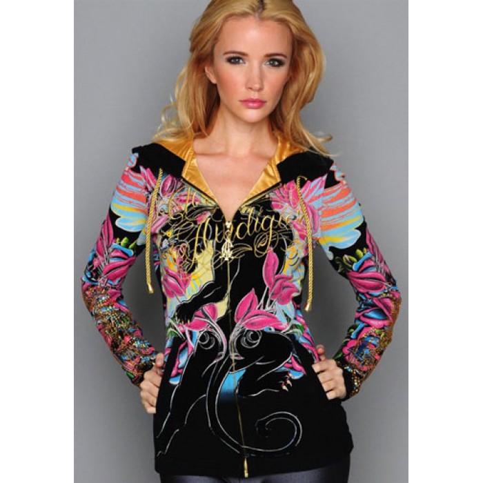 Christian Audigier Monarchy Embroidered Velour Hoody White
