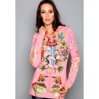Christian Audigier Swan Lillies Foiled Hoody Black Christian Audigier Swan Lillies Foiled Hoody Black
