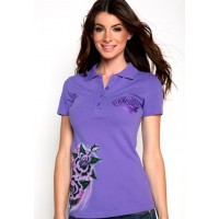 Ed Hardy Womens Shark Rose Platinum Polo Ed Hardy Womens Shark Rose Platinum Polo
